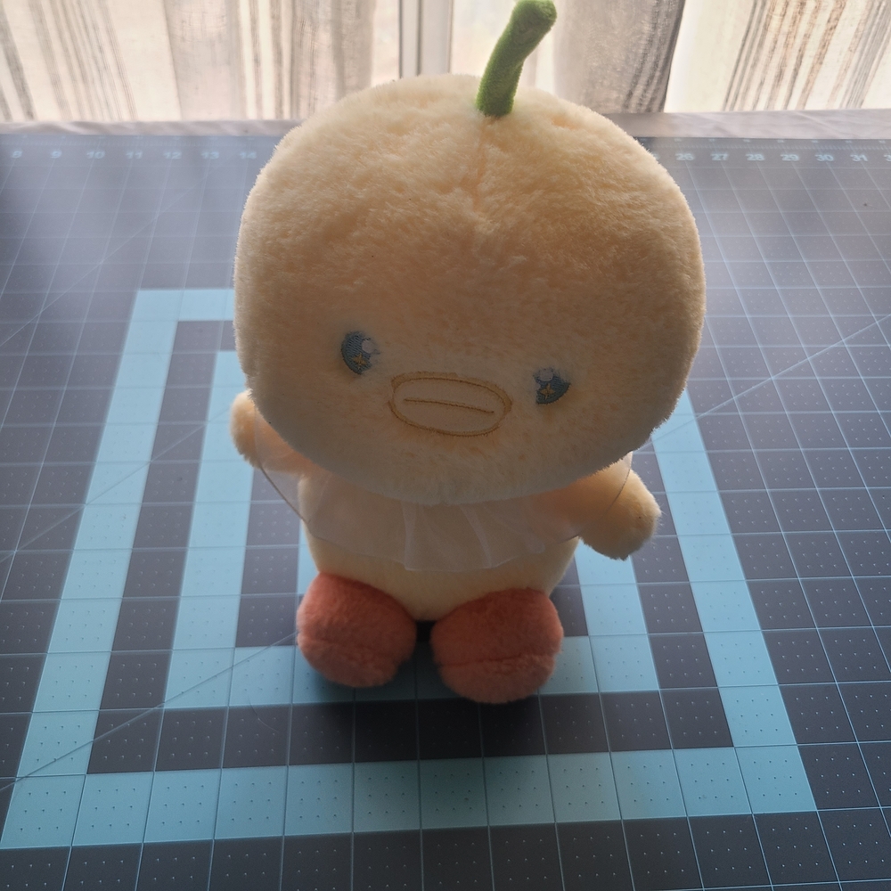 Plush Yellow Duck Toy with Orange Feet